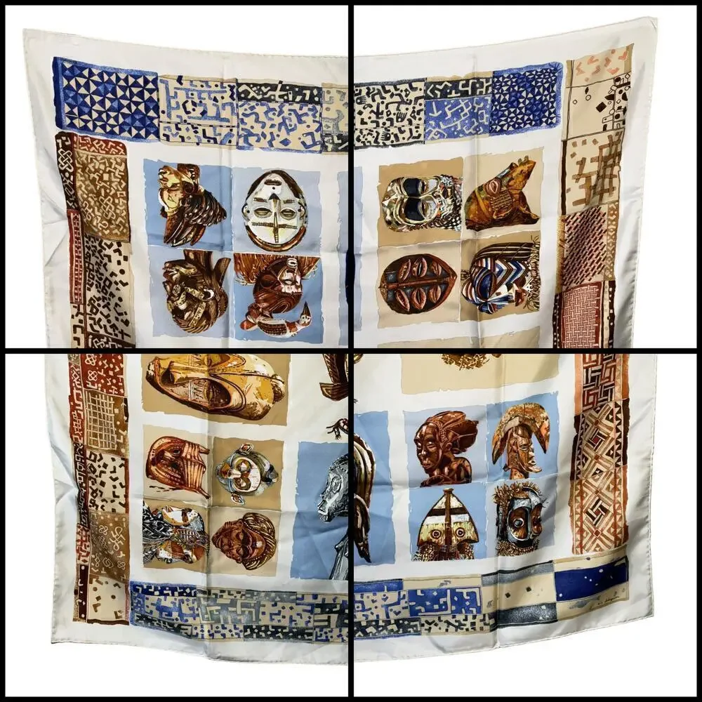 Hermes 100% Silk Scarf Carre Persona by Loic Dubigeon 90cm Square Rare - Picture 2 of 16